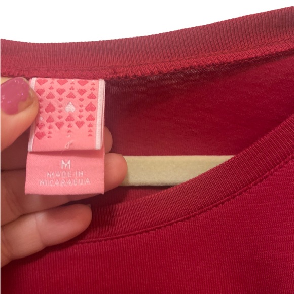 Happy Valentine’s Day Womens Red Long Sleeve Cotton Top Size Medium - Picture 4 of 6